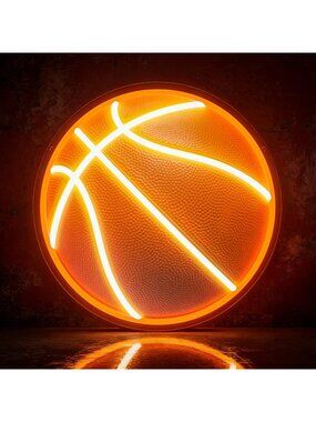 Basketball Neon Sign Orange UV-Printed Basketball LED Neon Light Sport Theme